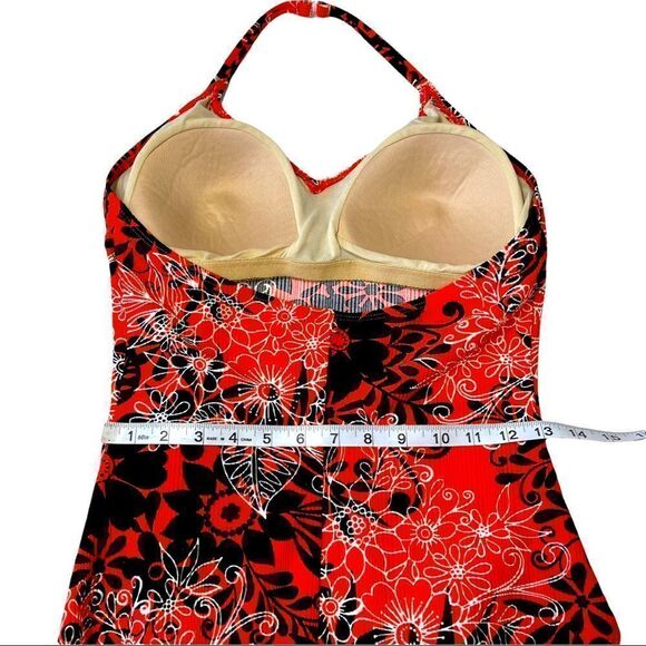 Catalina Orange Textured/Ribbed Floral Black&White Print 1-Piece Swimsuit Sz 2X - Picture 11 of 14